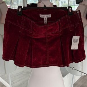 Almost Famous Burgundy Velvet Pleated Mini Skirt